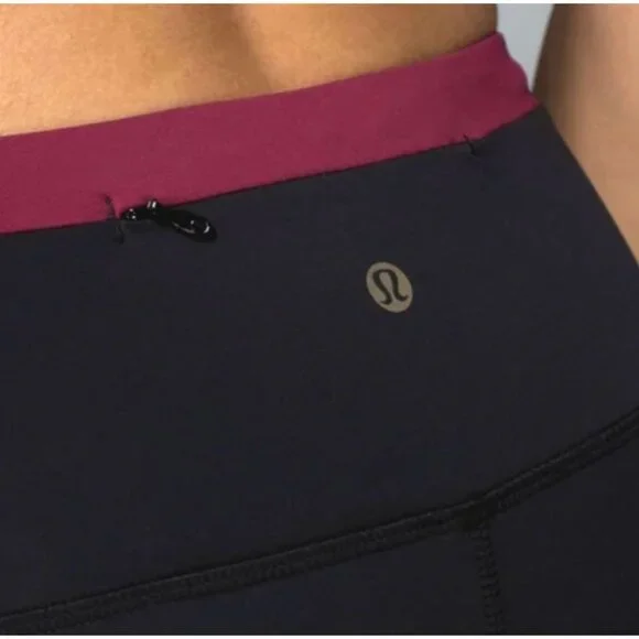 Lululemon All You Need Colorblock Leggings Tights 2 Black Dashing Purple Magenta - Picture 4 of 10